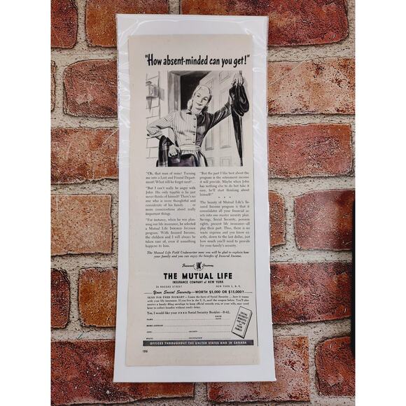 1950 "How Absent-Minded Can You Get!" Smirking Wife Holding Hubbys Vtg Print Ad - Picture 2 of 7